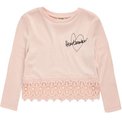 Mini girls light pink crochet hem top